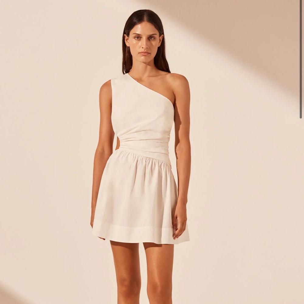 SHONA JOY Josephine Asymmetrical Cut Out Mini Dress - Coconut